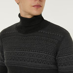 Fair Isle Turtleneck Sweater // Anthracite (3XL)