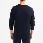 Narrow Cable Knit Sweater // Navy Blue (S)