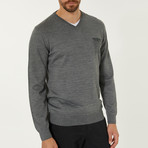 Wool Blend V-Neck Pocket Sweater // Gray (S)