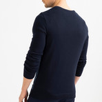 Chevron Knit Sweater // Navy Blue (L)