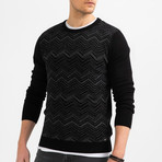 Chevron Knit Sweater // Black (M)