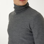 Wool Blend Textured Turtleneck Sweater // Gray (2XL)