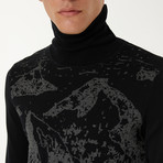 Nature Printed Turtleneck Sweater // Black (L)