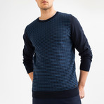Narrow Cable Knit Sweater // Navy Blue (L)