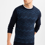 Chevron Knit Sweater // Navy Blue (S)