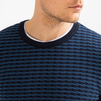 Narrow Cable Knit Sweater // Navy Blue (S)