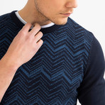 Chevron Knit Sweater // Navy Blue (M)