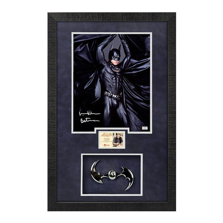 Val Kilmer // Batman Forever // Autographed Photo + Chrome Batarang Display