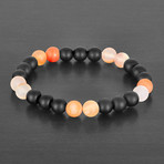 Agate Beaded Bracelet // Black + Orange
