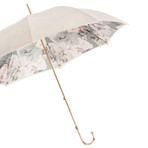 Double Cloth Long Umbrella // Ivory + Floral Printed Interior