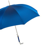 Long Umbrella + Silver Greyhound Handle // Blue
