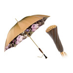 Double Cloth Long Vintage Umbrella // Beige + Floral Printed Interior