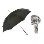 Long Umbrella + Silver Horse Handle // Black