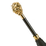 Long Umbrella + Gold Lion Handle // Black