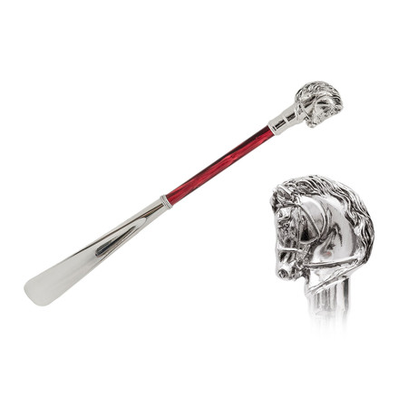 Horse Shoehorn + Shaft // Silver + Red