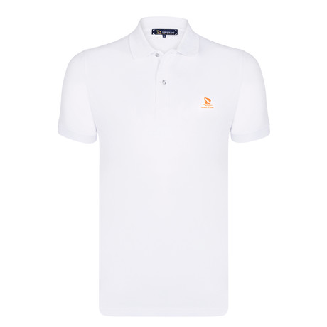 Joshua Short Sleeve Polo Shirt // White + Neon Orange (XS)