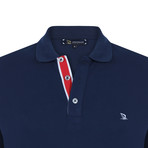 Ted Short Sleeve Polo Shirt // Navy + Ecru (L)