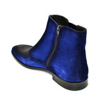 Two-Tone Side Zipper Boot // Navy + Gray (US: 9)