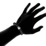 Glass Skull Beaded Stretch Bracelet // Black
