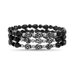 Willowbird // Skulls + Glass Beads Bracelets // Black // Set of 3