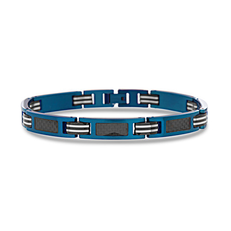 Steel Evolution // Carbon Center Chain Link Bracelet // Blue