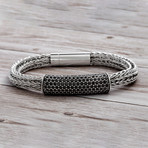 Steel Evolution // Crystal Bar + Foxtail Chain Bracelet // Black