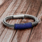 Steel Evolution // Crystal Bar + Foxtail Chain Bracelet // Blue