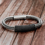 Steel Evolution // Crystal Bar + Foxtail Chain Bracelet // Black