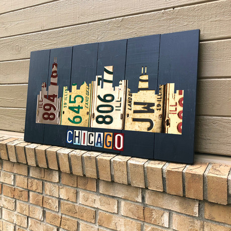 Custom License Plate Art City Skyline // Chicago (Black)
