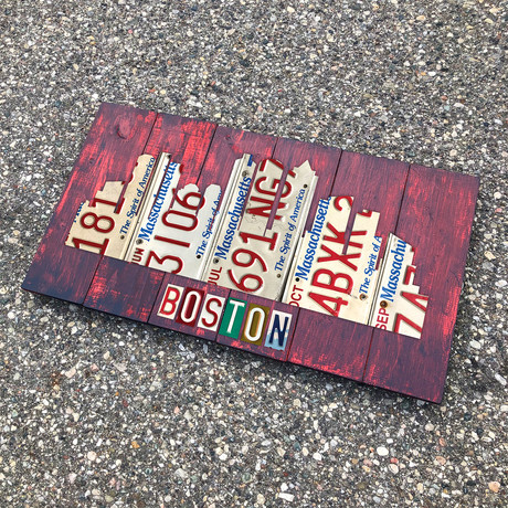Custom License Plate Art City Skyline // Boston (Black)