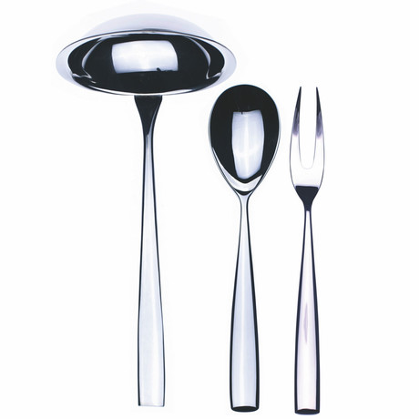 Arte Serving Set // 3 Piece Set // Glossy Stainless