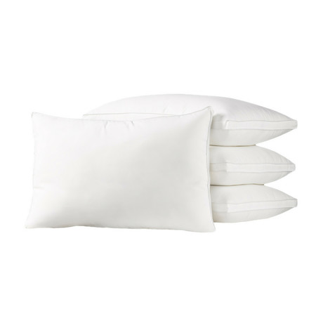Overstuffed Plush Med/Firm Gusseted Gel Filled Side/Back Sleeper Pillow // Set of 4 (Standard)