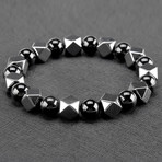 Hematite + Onyx Stone Bracelet (Gray + Black)