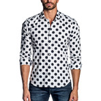 Polka Dot Long-Sleeve Shirt // White + Black (2XL)