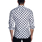 Polka Dot Long-Sleeve Shirt // White + Black (M)