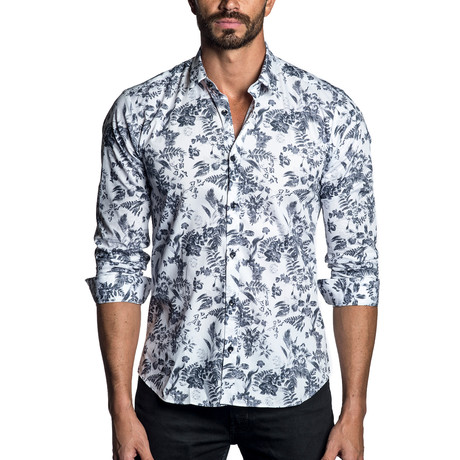 Floral Long-Sleeve Shirt // White (S)
