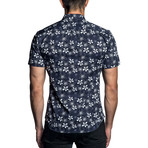 Floral Long-Sleeve Shirt // Dark Blue (M)