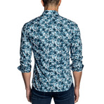 Floral Long-Sleeve Shirt // Blue + White (M)