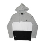 Colorblock Fleece 1/4 Zip Hoodie // Gray + Black (XL)