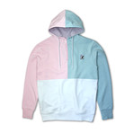 Colorblock 1/4 Zip Fleece Hoodie // Pink + Blue (M)