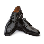 High Gloss Leather Wingtip Derby Brogue // Black (US: 9)