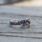 Silver Ouroboros Ring with Runes (10.5)