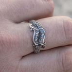 Silver Ouroboros Ring with Runes (9.5)
