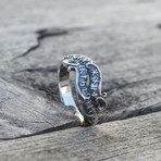 Silver Ouroboros Ring with Runes (11.5)