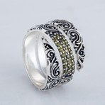 Snake Ornament + Gems Ring // Silver + Yellow (6)