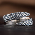 Snake Style + Geometry Ornament Ring // Silver (11.5)