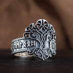 Norse Runes Yggdrasil Ring // Silver (10.5)