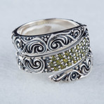 Snake Ornament + Gems Ring // Silver + Yellow (7)
