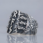 Scandinavian Runes Ring // Silver (8)