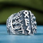 Scandinavian Runes Ring // Silver (9)